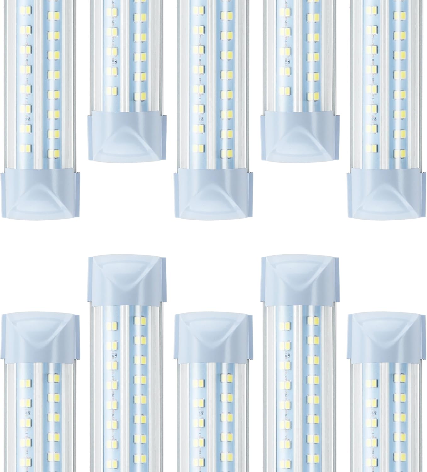 10 Pack 8FT T8 LED Shop Lights, 120W Integrated Tube Light, 19200LM 6000-6500K Daylight, Linkable Lighting, Plug & Play Energy-Saving Commercial Bay Lighting Garage Warehouse Basement (V4)