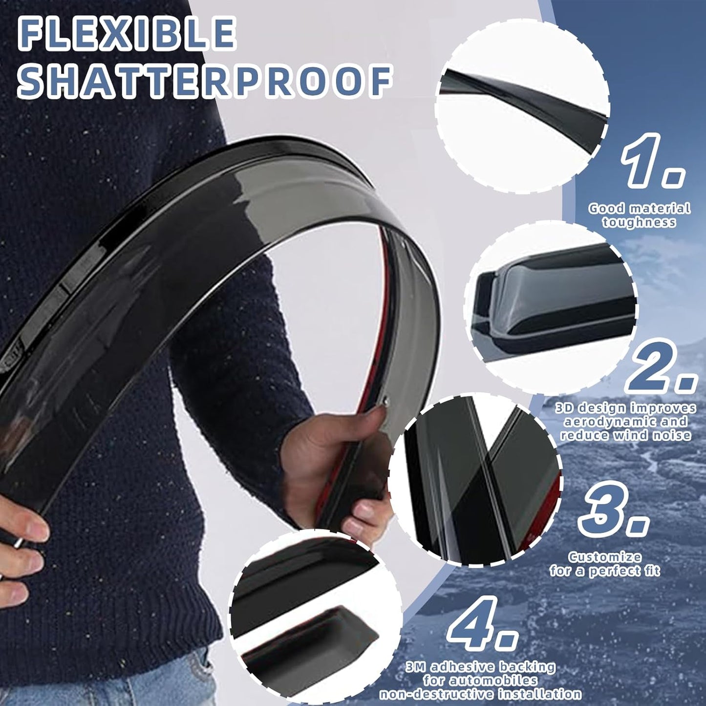 Window Visors Rain Guards fits 2014-2018 Forester, Out-Channel Window Wind Deflectors Vent Shades Accessories, Dark Smoke 4 Pcs, 2015 2016 2017