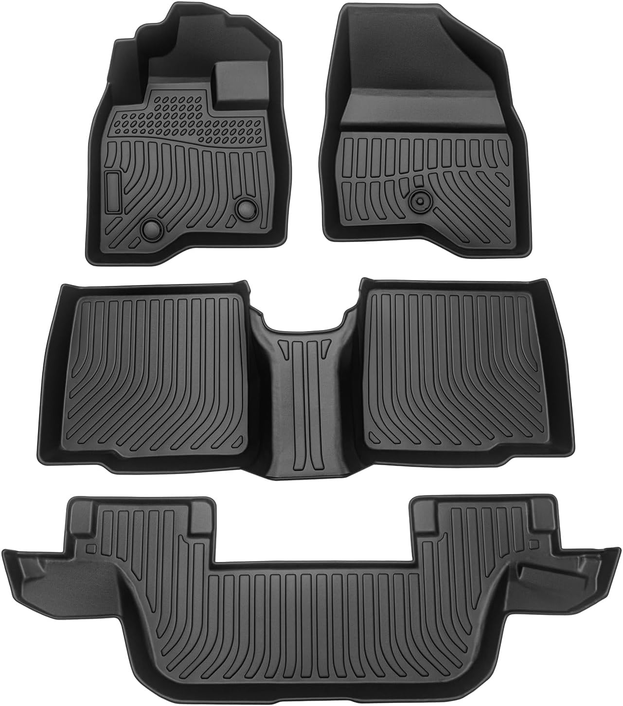 Wayhigh-All Weather Floor Mats Fit for 2015-2019 Ford Explorer 7 Seats TPE Car Mats Waterproof Heavy Duty Rubber Floor Liners for Explorer Accessories Custom Fit Black Liners