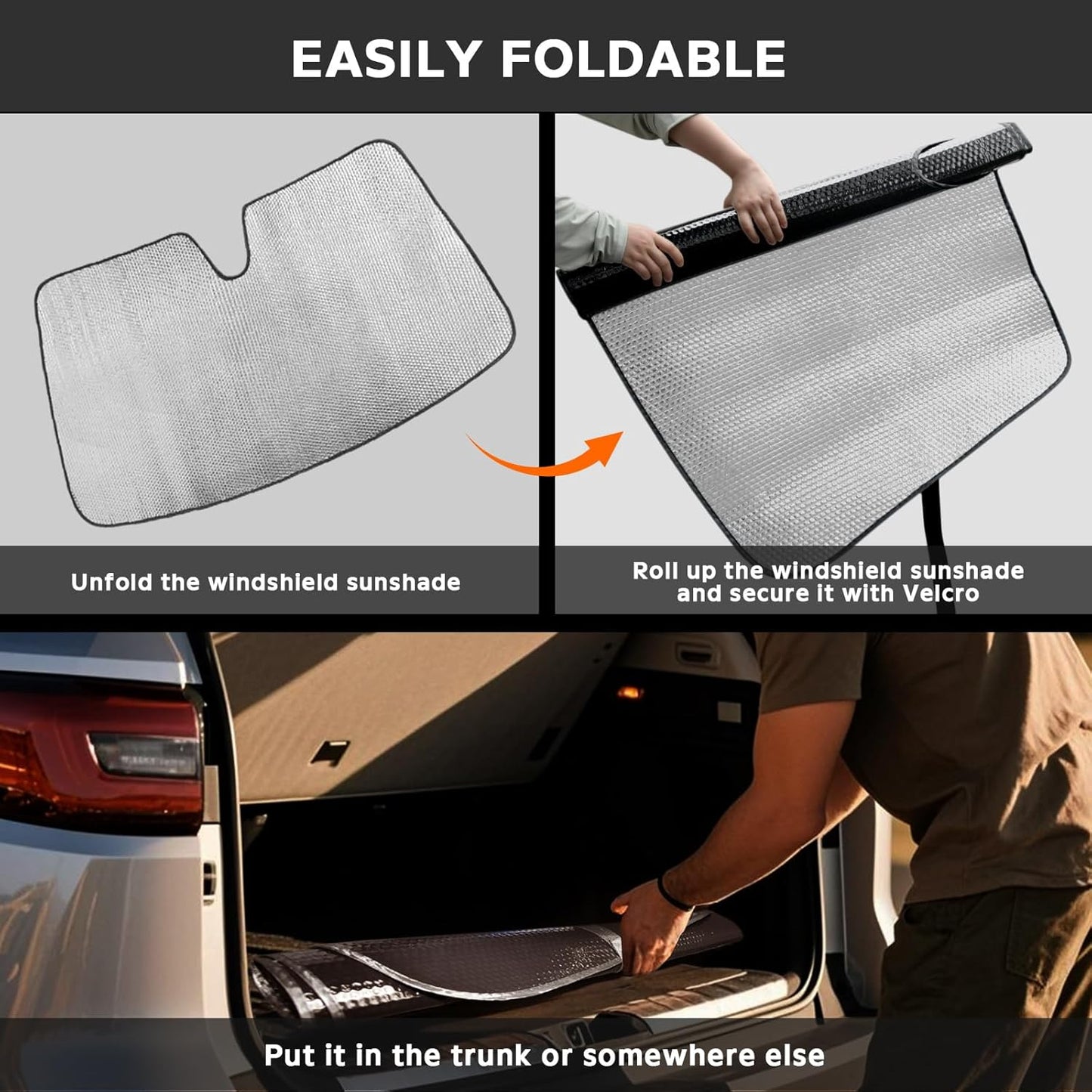 Windshield Sun Shade for 2007-2024 Honda Fit EX EXL Sport Engine - 5-Layer Bubble Foldable Front Window Shade Sun Visor Accessories - Blocks Heat & UV Rays