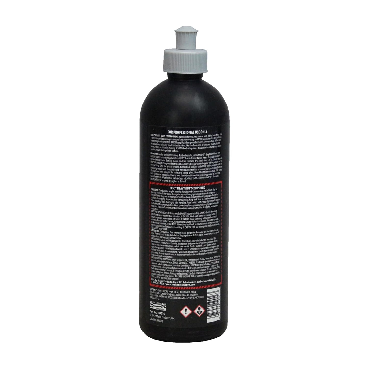 Malco Epic Heavy-Duty Car Polishing Compound – Best Deep Scratch Remover | All-in-One Compound for Polishing Car Paint | Dust-Free, Swirl-Free Finish | Removes P1500 Sand Scratches | 16 Oz. (109016)