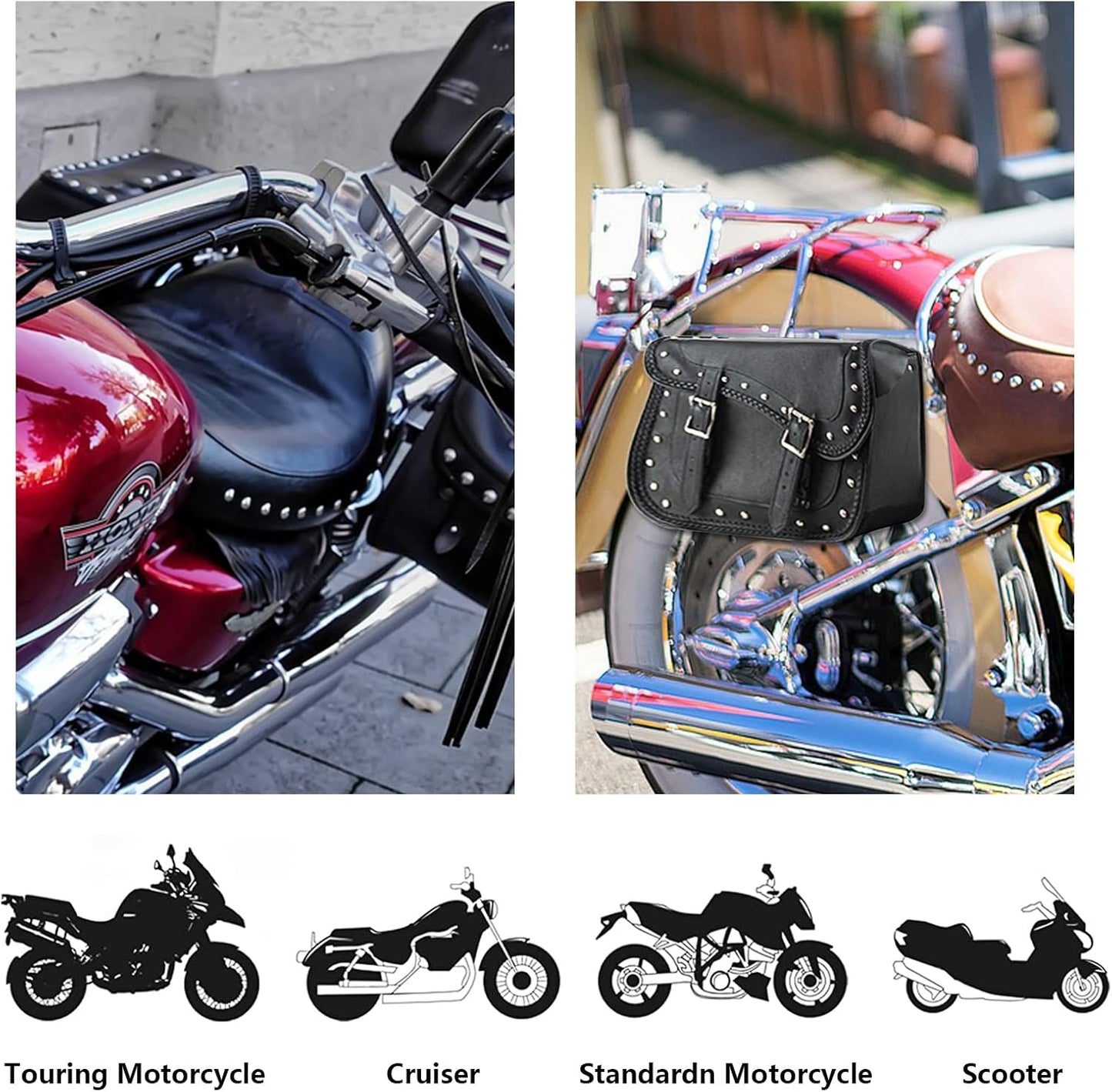 GARGOYLE BELLS Genuine Leather Motorcycle Saddle Bags Motorcycle Luggage Bag For Softails Sportsters Dyna ect