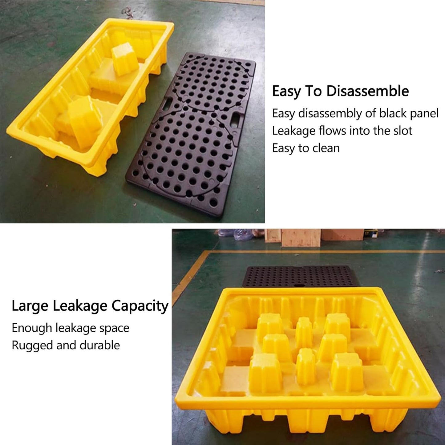 2 Drum Containment Spill Pallet, Polyethylene Low Profile Paint Bucket Tray, Industrial Garage Storage Detachable Shipping Leakproof Platform (Color : Yellow-1 Pack, Size : 13.4"x13.4"x2.6"