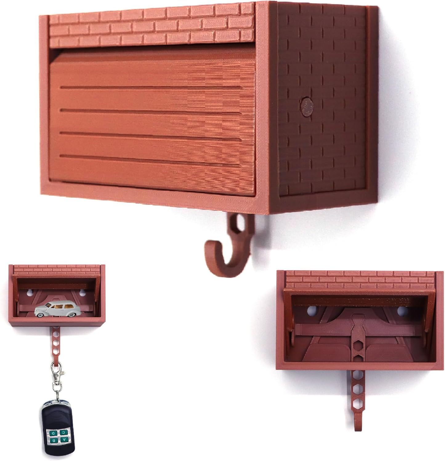 Wall-Mounted Car Display Key Holder, Decorative Garage Model Design, Multiple Colors（No Car） (Stripe-Black（No Car）)