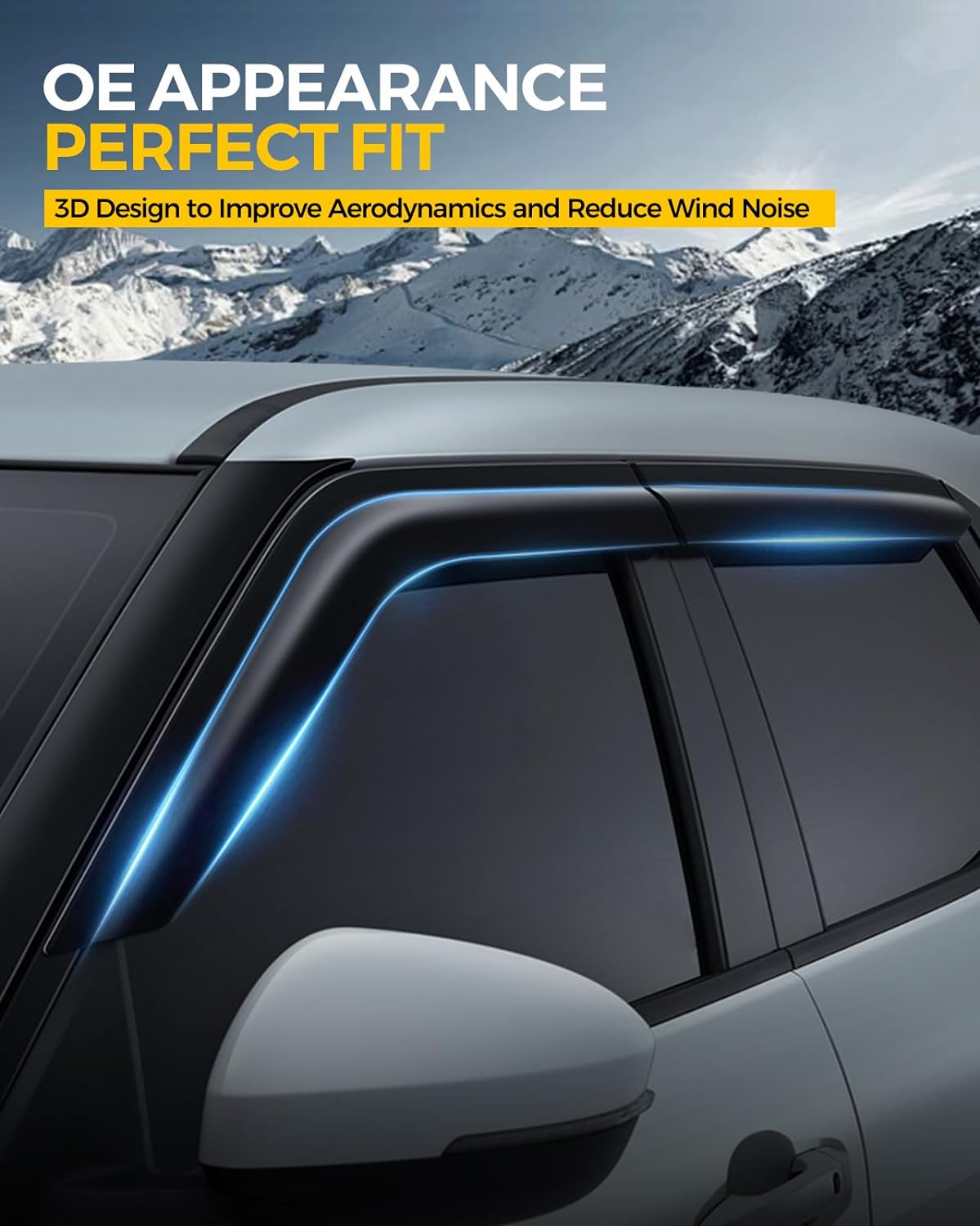 Rain Guards for Car Windows, Tape-On Window Visors Rain Guards Fit for 2013-2019 Nissan Sentra, Window Deflectors, Vent Visors for Nissan Car Accessories, 4 Pieces