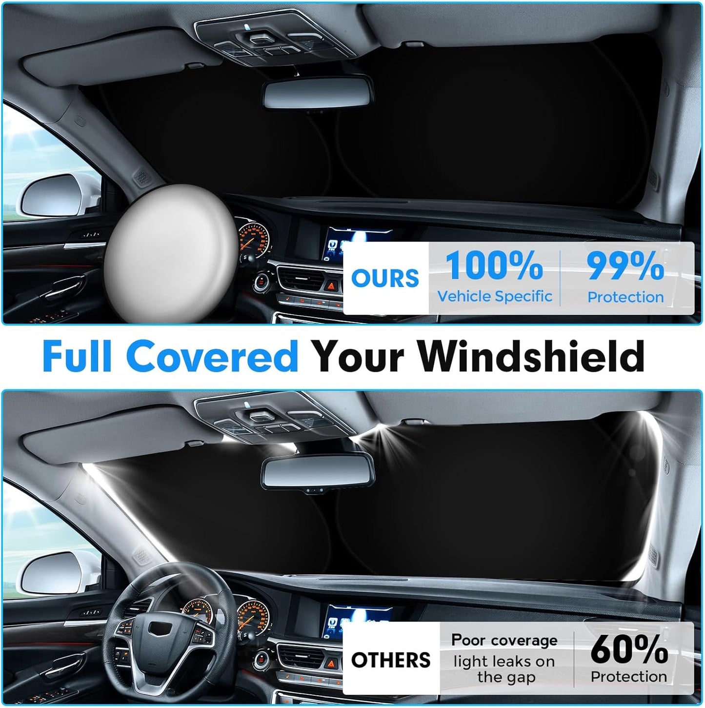 KUST Windshield Sun Shade for Toyota Tacoma 2016-2025 2026 Accessories 2Dr 4Dr Pickup Truck, Custom Fit Car Front Window Sunshade Sun Visor Protector Foldable Blocks UV Rays Keep Car Cooler