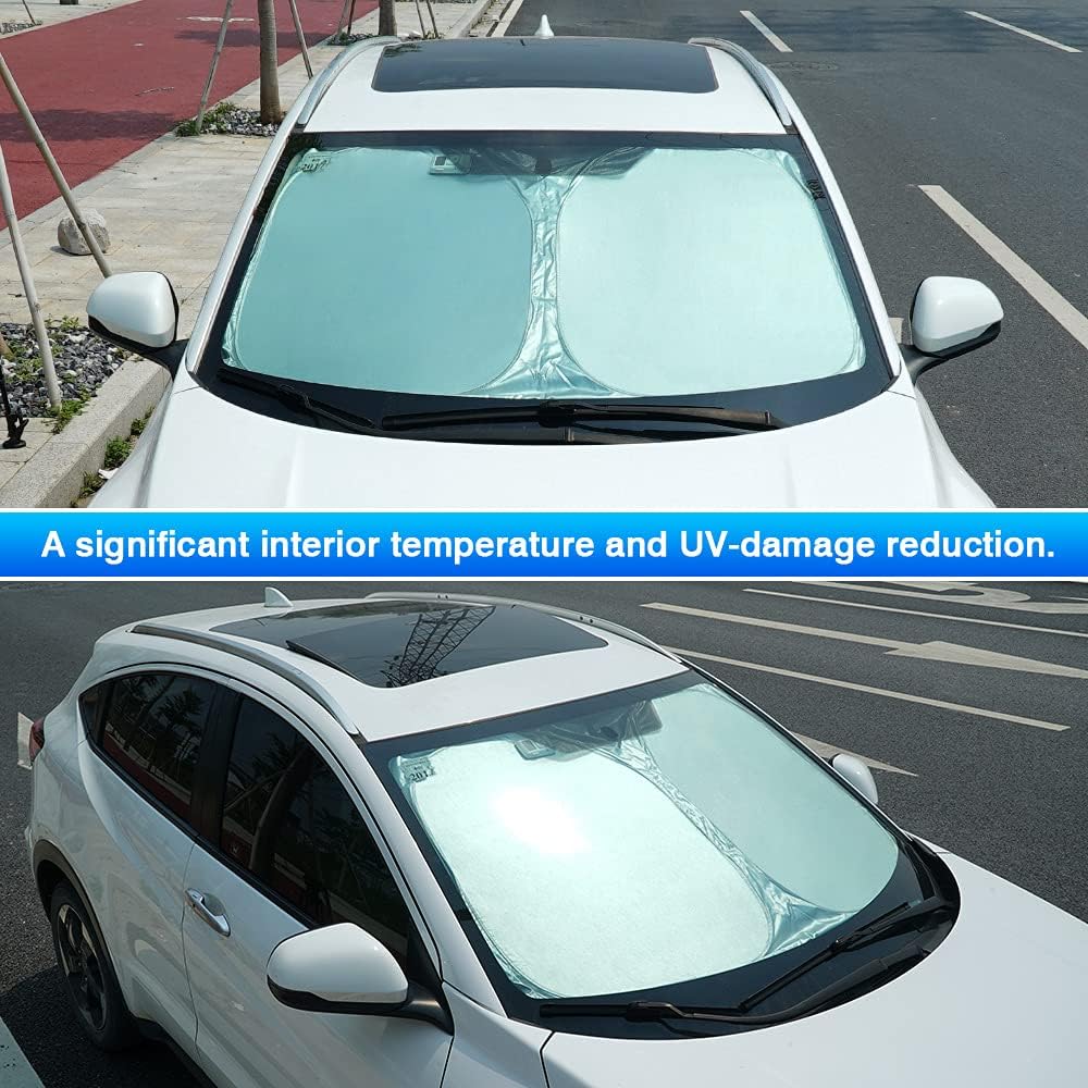 T TGBROS Windshield Sun Shade Custom Fit for 2022-2023 2024 2025 Nissan Frontier Accessories Foldable Sun Shield Reflective Polyester Sun Visor Cover Block Heat and Sun Protection