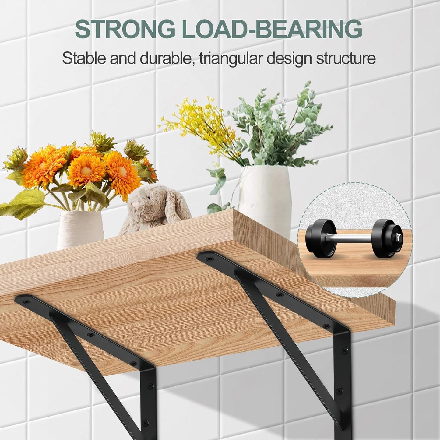 16 Pack L11 x H 8" Black Heavy Duty Shelf Brackets with Screws Metal Shelf Brackets Shelf Support Angle Brackets for Shelves L Brackets Heavy Duty Floating Shelf