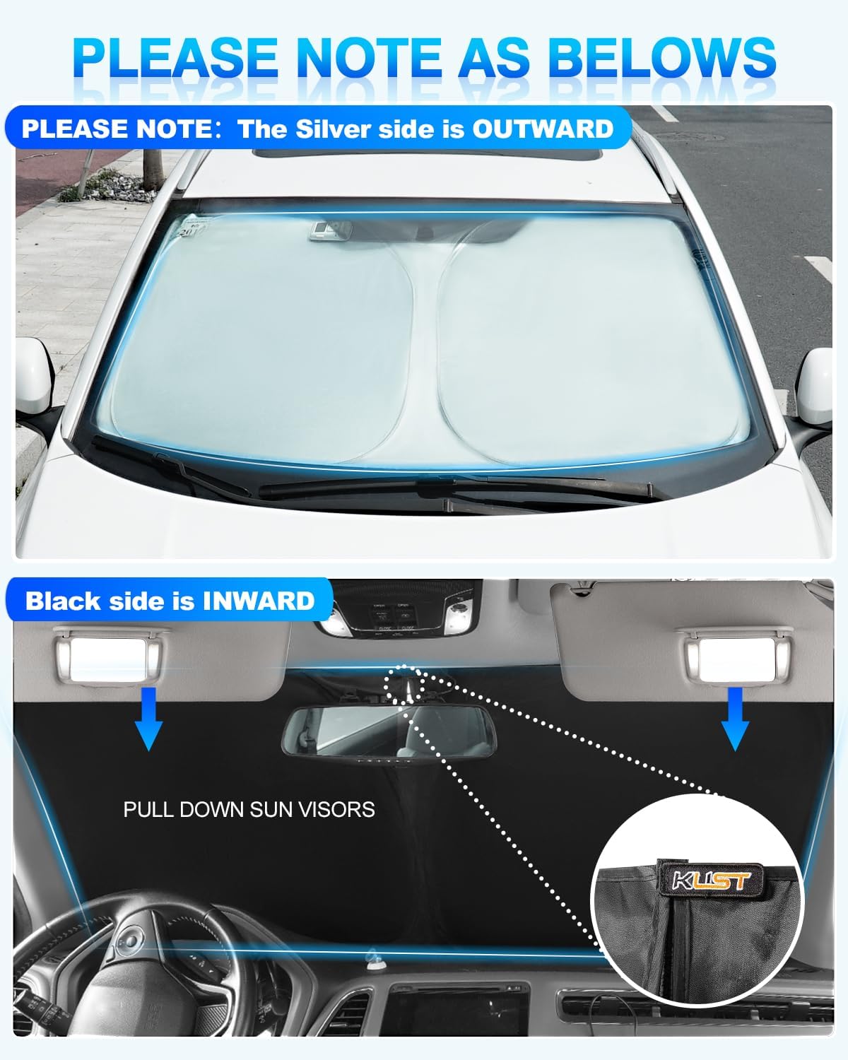 KUST Windshield Sun Shade for Toyota Crown 2023 2024 2025 Accessories Window Sunshade Sun Visor Protector Foldable Blocks UV Rays Keep Your Car Cooler