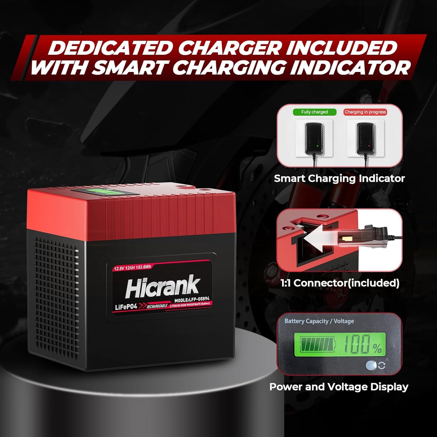 Lithium LiFePO4 Power Wheels Ride On Toy Replacement Battery 12V 12Ah,2X Acceleration Capability, (Charger included) Rechargeable for Preschool Vehicles