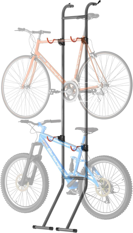 Suchtale 2 Bike Rack, Bicycle Rack, Bike Storage Rack for Garage, Gravity Bike Stand, Indoor Bike Organizer, Floor Vertical Bicycle Holder, Adjustable Wall Mount Cycle Hanger for Road Mountain Bikes