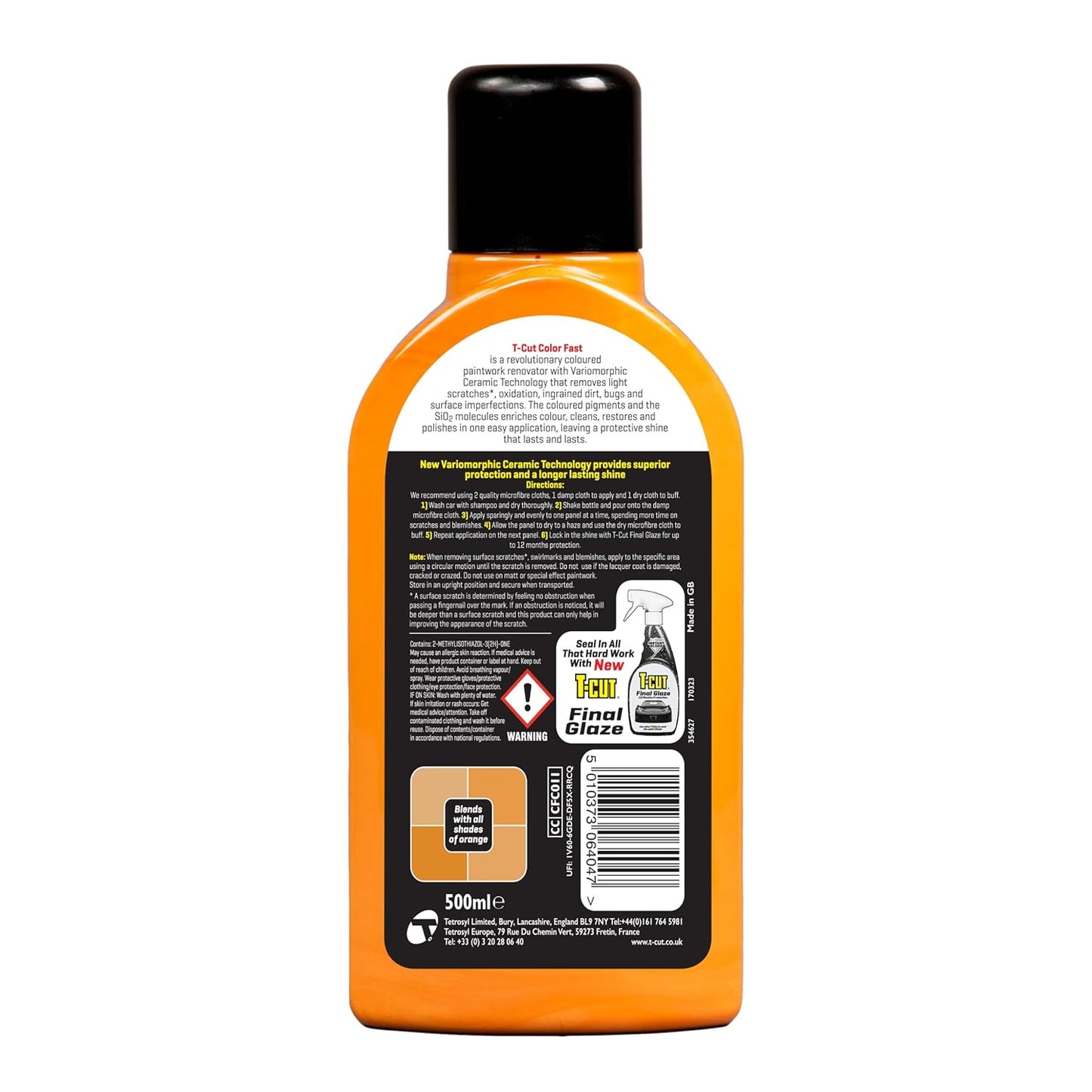 T-Cut Orange Scratch Remover Color Fast Paintwork Restorer Car Polish, 13 Colors Available, 17 Fl Oz