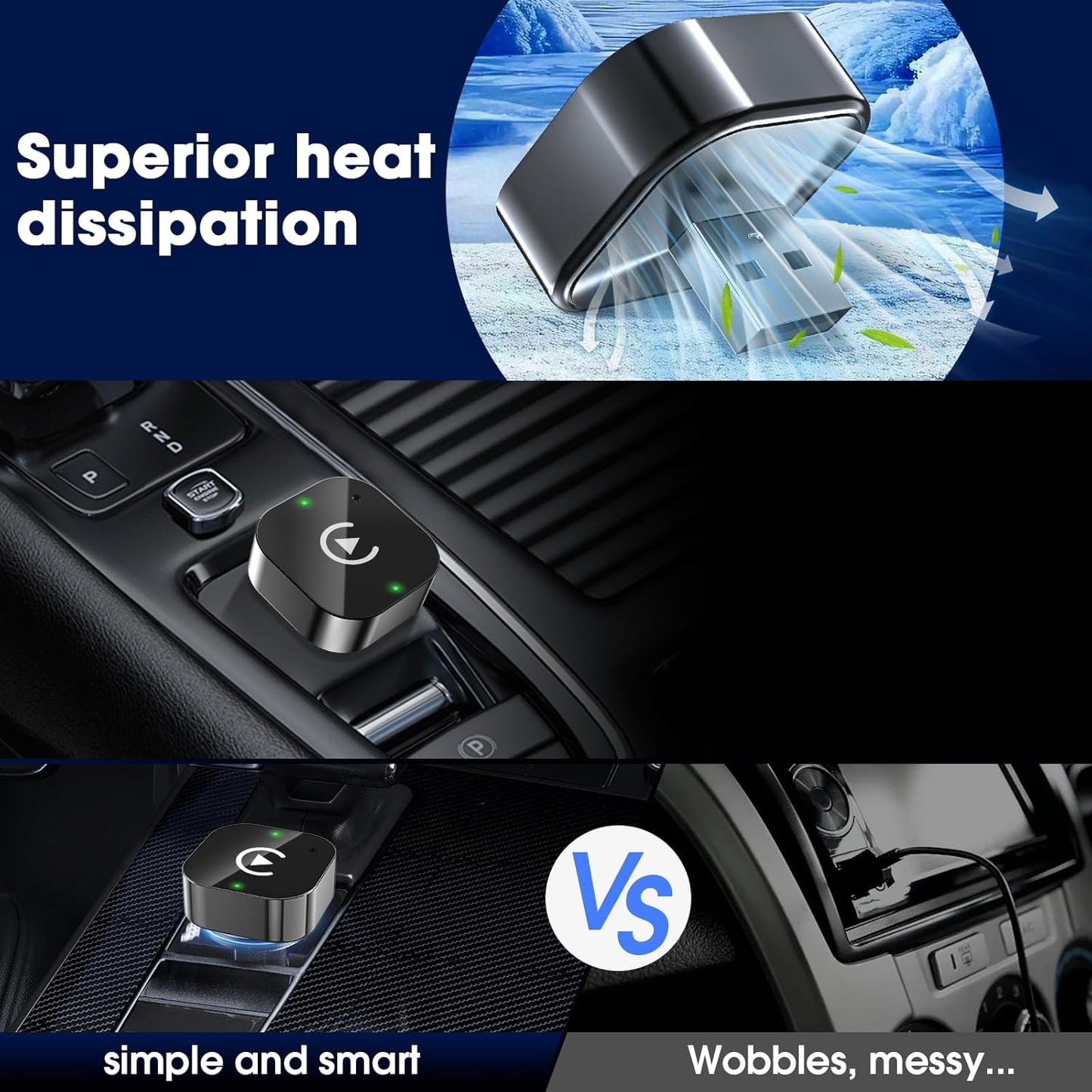 Wireless Carplay Adapter & Android Auto 2025 Upgrade Wired CarPlay to Wireless,2-in-1 Mini USB Design with Fast Stable Connection Car Play for Apple iOS 10+, Android 11+ Version