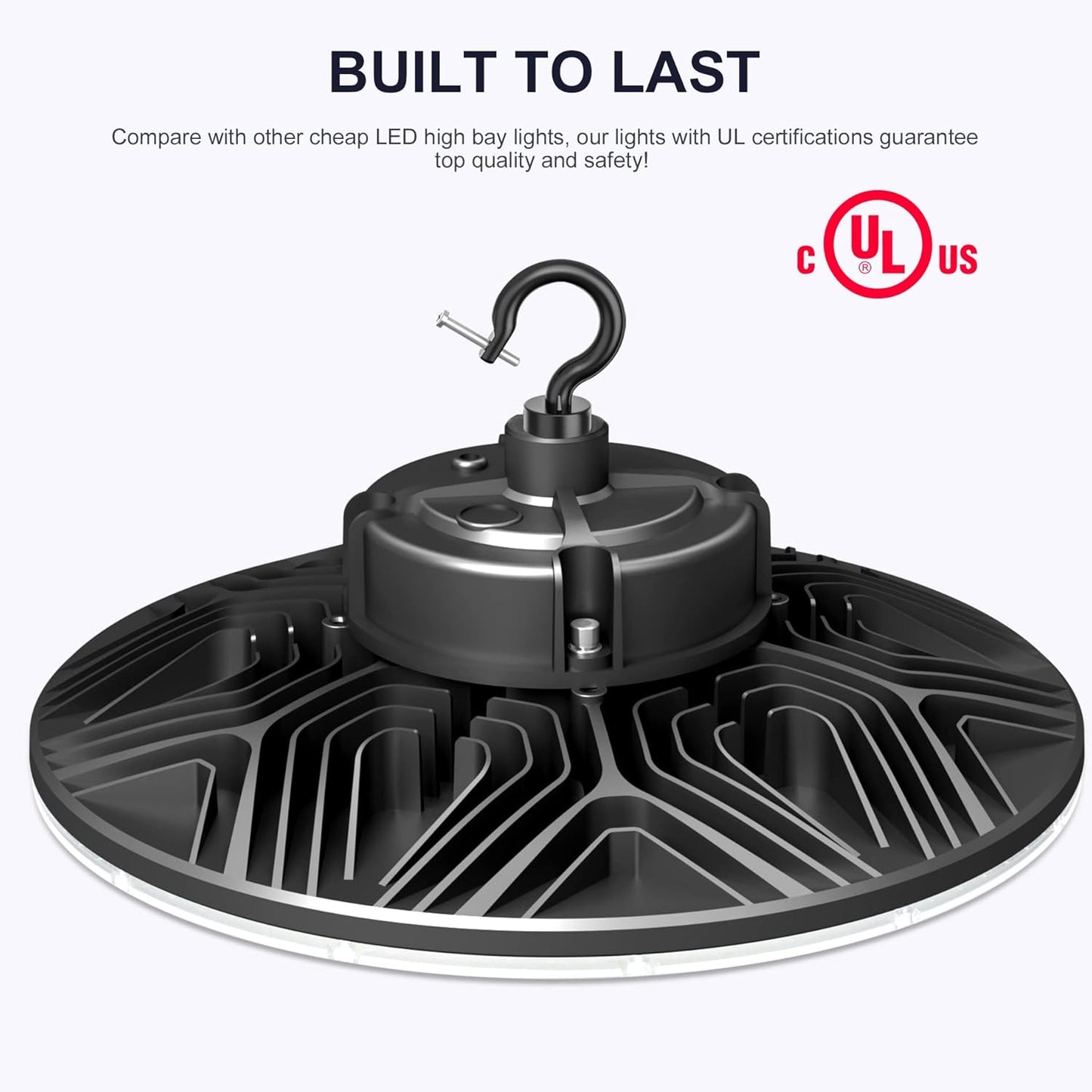 150W UFO-LED-High-Bay-Light, UL & DLC Listed 5000K Daylight 21000LM, 0-10V Dimmable LED High Bay Lights, IP65 Waterproof Commercial Bay Lighting Fixture AC100-277V for Warehouse(1 Pack)