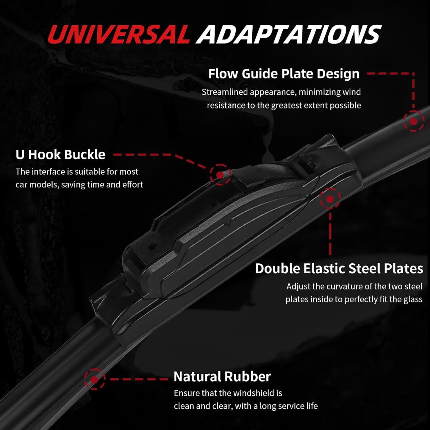 OTUAYAUTO Premium Windshield Wiper Blades - Replacement for Hyundai Palisade 2020-2023 - Precision Fit, All-Weather Performance, Front and Rear Wiper Blades, J/U Hook - 26"+20"+12" (Pack of 3)