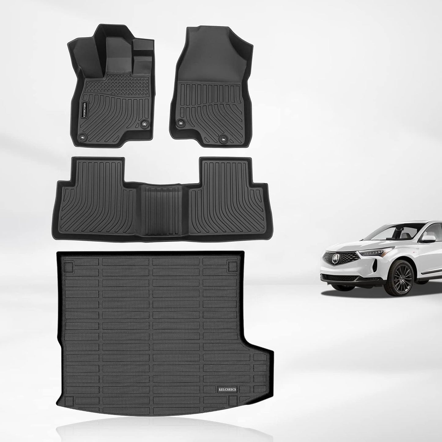 KELCSEECS® Floor Mats & Cargo Liner Custom for Acura RDX 2025 2024 2023 2022 2021 2020 2019,All Weather Protection TPE Floor Liners Front& Rear Row Full Set Acura RDX Accessories Black