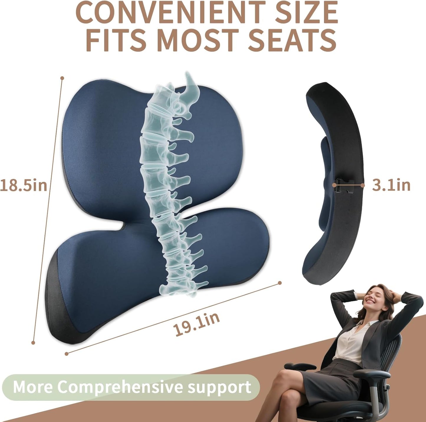 Lumbar Pillow,Ergonomic Lumbar Support Pillow for Upper & Lower Back Support Back Pain Pain Relief,Promotes Posture,Fully Support Entire Back Cushion,for Office Chair,Car,Gaming Desk Chair
