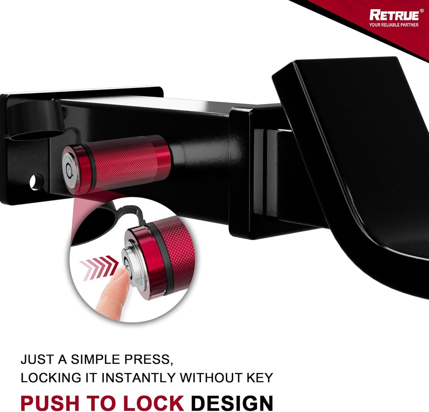 RETRUE Trailer Hitch Locks, 5/8" Locking Hitch Pin for 2 Inch and 2 1/2” Receiver Class III IV Hitch, Tow Hitch Lock with Keys O-Rings, Trailer Accessories for Outdoor,Red