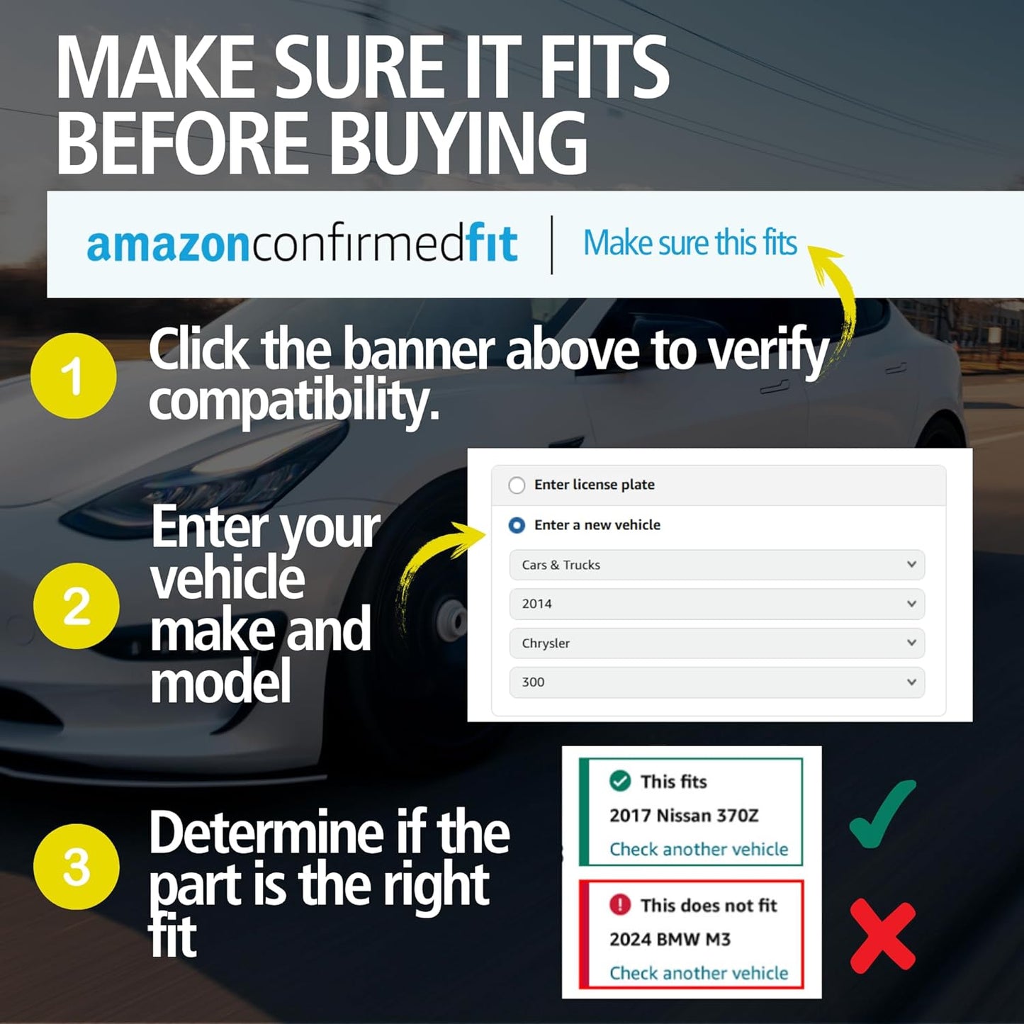 Premium Semi-Metallic Rear Brake Pads (1001-1057AM) Compatible with Chrysler 300 2014-2016, Dodge Charger 2006-2013, Dodge Magnum 2006-2008