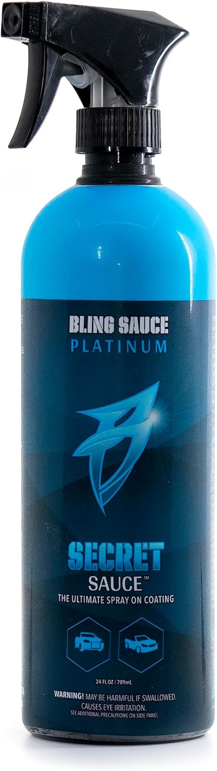Bling Sauce Platinum: Secret Sauce, High-End Ceramic (Si02) Coat plus Surface Protection with High Gloss Shine, 24oz, for Painted Surfaces, Cars, Trucks, Motorcycles