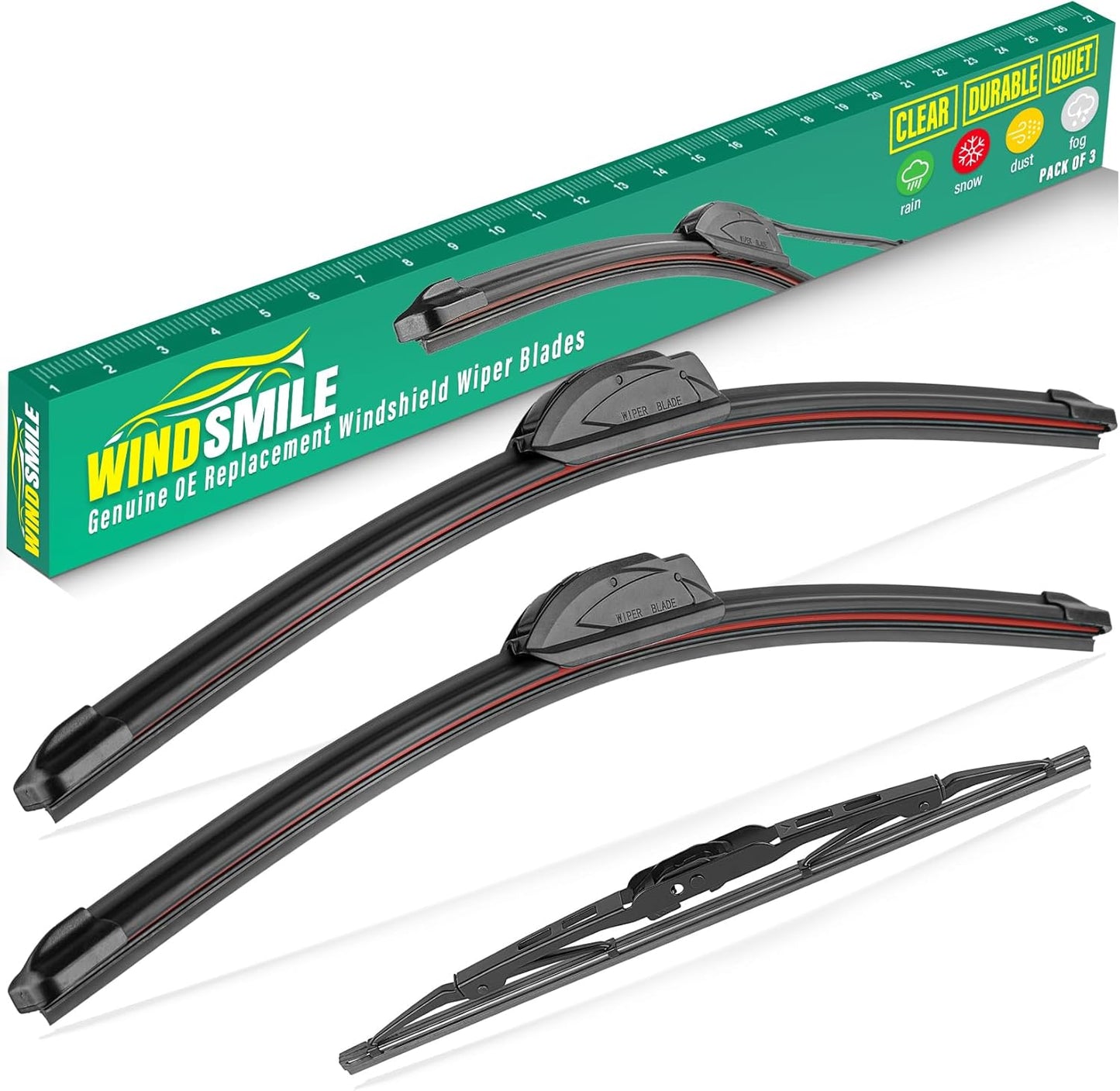 24" 18" 13" Windshield Wiper Blades Replacement for Chevrolet Chevy Equinox 2018 2019 2020 2021 Premium All Weather Front Rear Wipers Set - OEM Quality (Pack of 3)