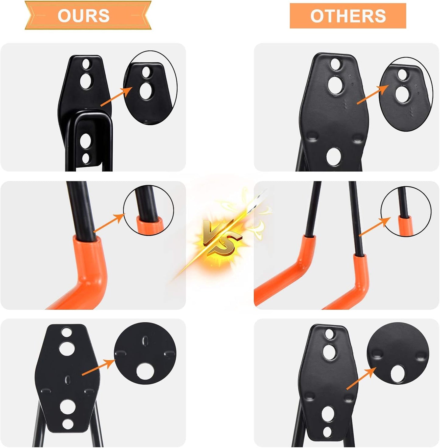 AOBEN Garage Hooks Heavy Duty, Steel Garage Storage Hooks, Utility Tool Hangers and Combinable Wall Mount for Organizing Ladders, Bikes, Hoses, and More Equipment (Large J, 10 Pack)