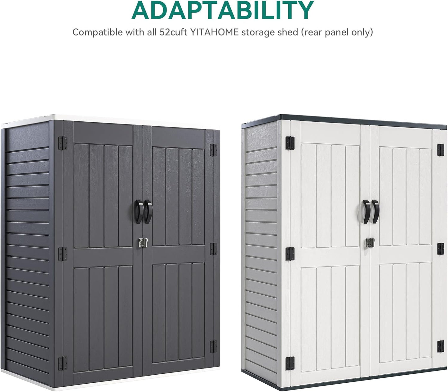 YITAHOME 2-Piece Metal Storage Shed Shelves for 59 cuft Vertical Outdoor Storage Shed，51 in x 13.8 in Shelf with 8 Screws, Easy Assembly, 22 lbs, Black