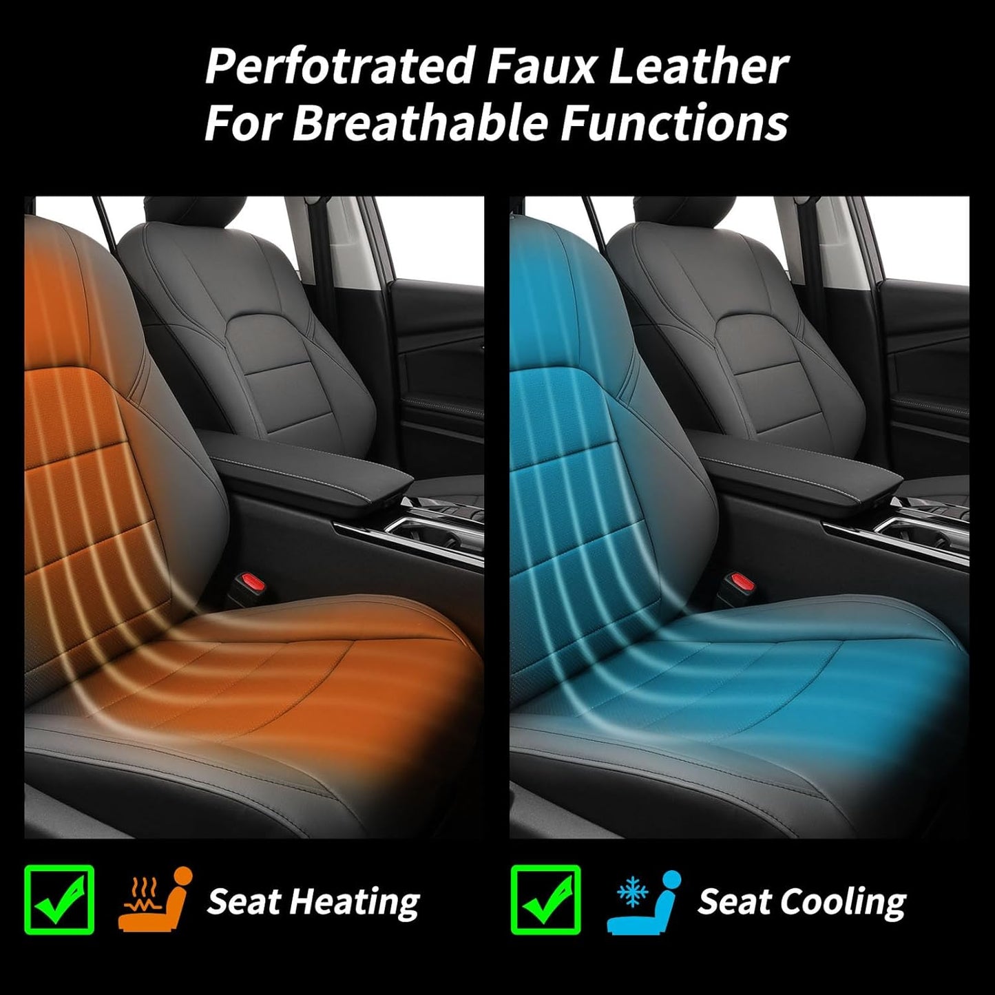 coverdream Custom Fit Camry Car Seat Covers for 2025 Toyota Camry Hybrid LE,SE,Full Coverage,Airbag Compatible Waterproof Leather Car Seat Protector(Full Set,Black/Gray)