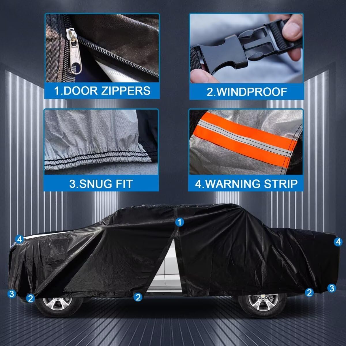 Ford F250 Truck Cover Custom Fit 2001-2026 Crew Cab Short Bed(6.8') with Door Zipper, 10 Layers Outdoor Heavy Pickup Truck Cover Waterproof All Weather, Wind Dust Sun Protector.