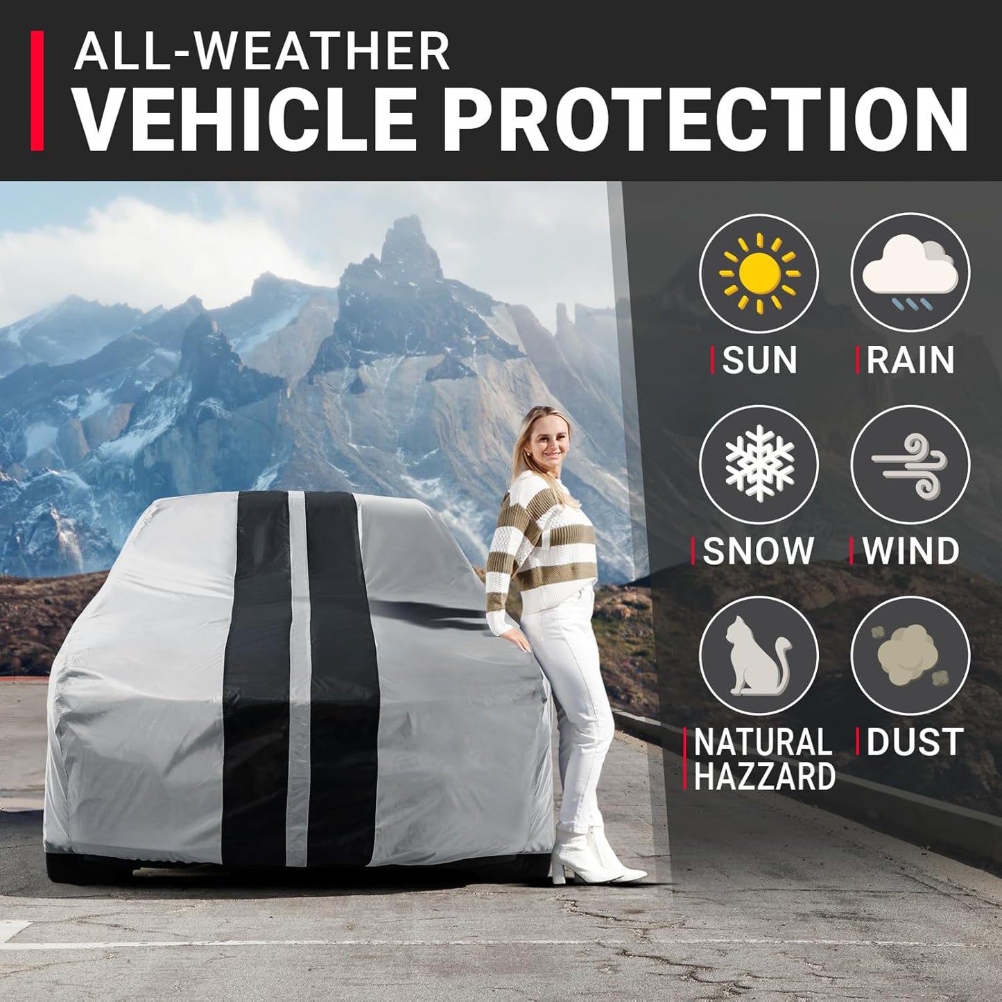 iCarCover Custom Car Cover for Pontiac Solstice (2006-2009) Waterproof All-Weather Rain Snow UV Sun Protector Full Exterior Indoor Outdoor Car Cover (Stripe - Gray/Black)