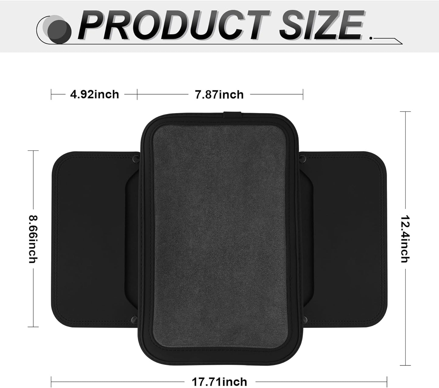 SINGARO Car Leather Center Console Cover with 2 Storage Bags, Universal Furry Fluffy Car Armrest Seat Box Pad, Comfortable Car Interior Accessories, Fits for Most Vehicles (Black)