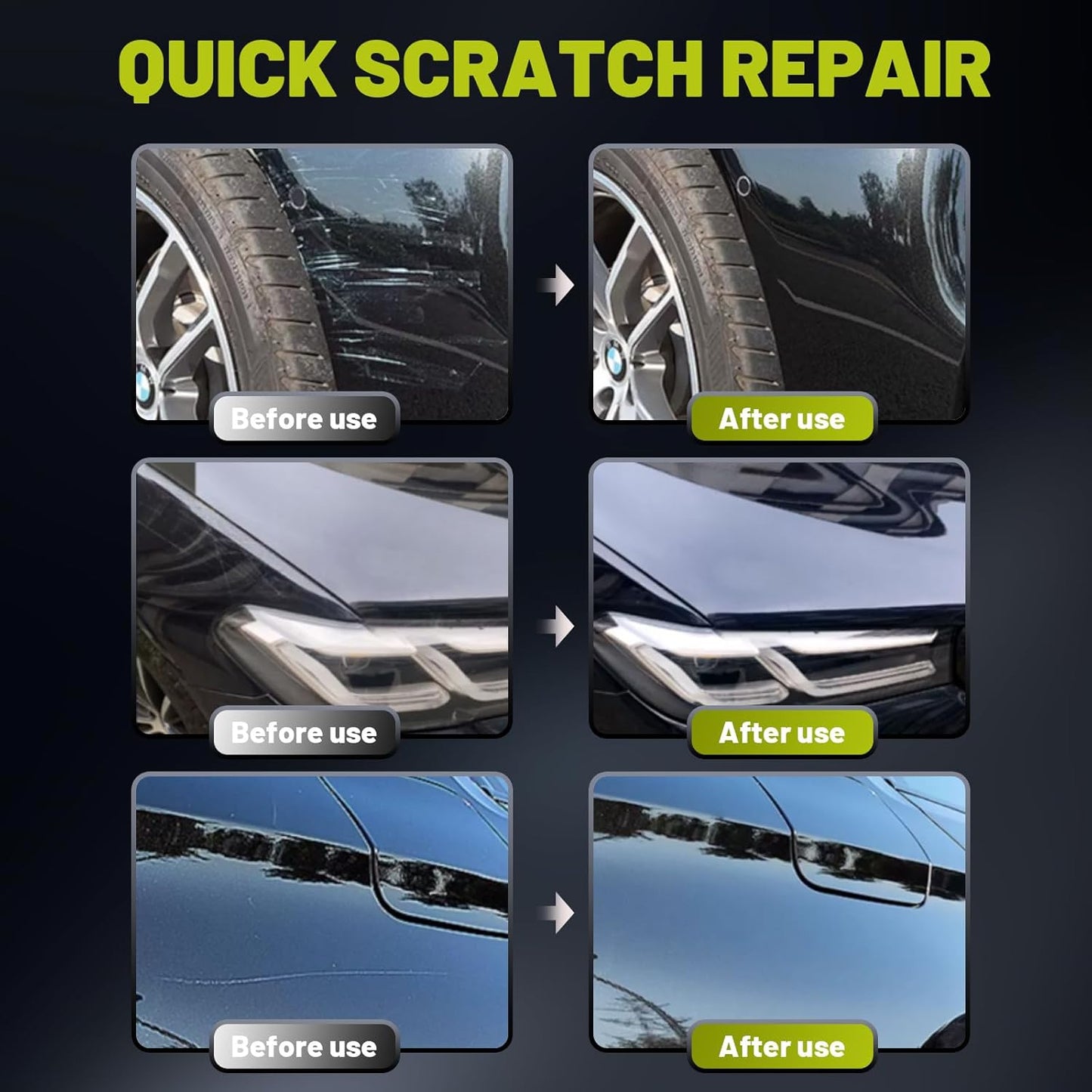 Upgraded Car Scratch Remover Kit, Scratch Remover for Vehicles ＆ Cars, Car Paint Scratch Repair, Polishing ＆ Rubbing Compound Paint Restorer with Applicator Pad, add Gloss ＆ Shine 16OZ