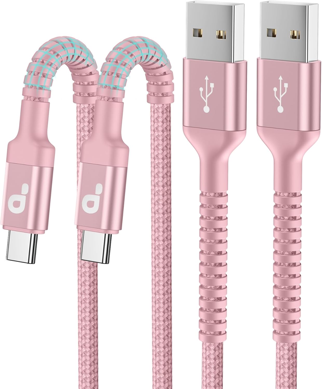 USB C Cable 10FT, 2Pack Long USB A to USB C Charger Cable, Type C Cable Fast Charging Upgraded Extra Durable Braided USBC Cord Compatible with iPhone 16 15 Pro Max/LG and More USB C Devices-Pink