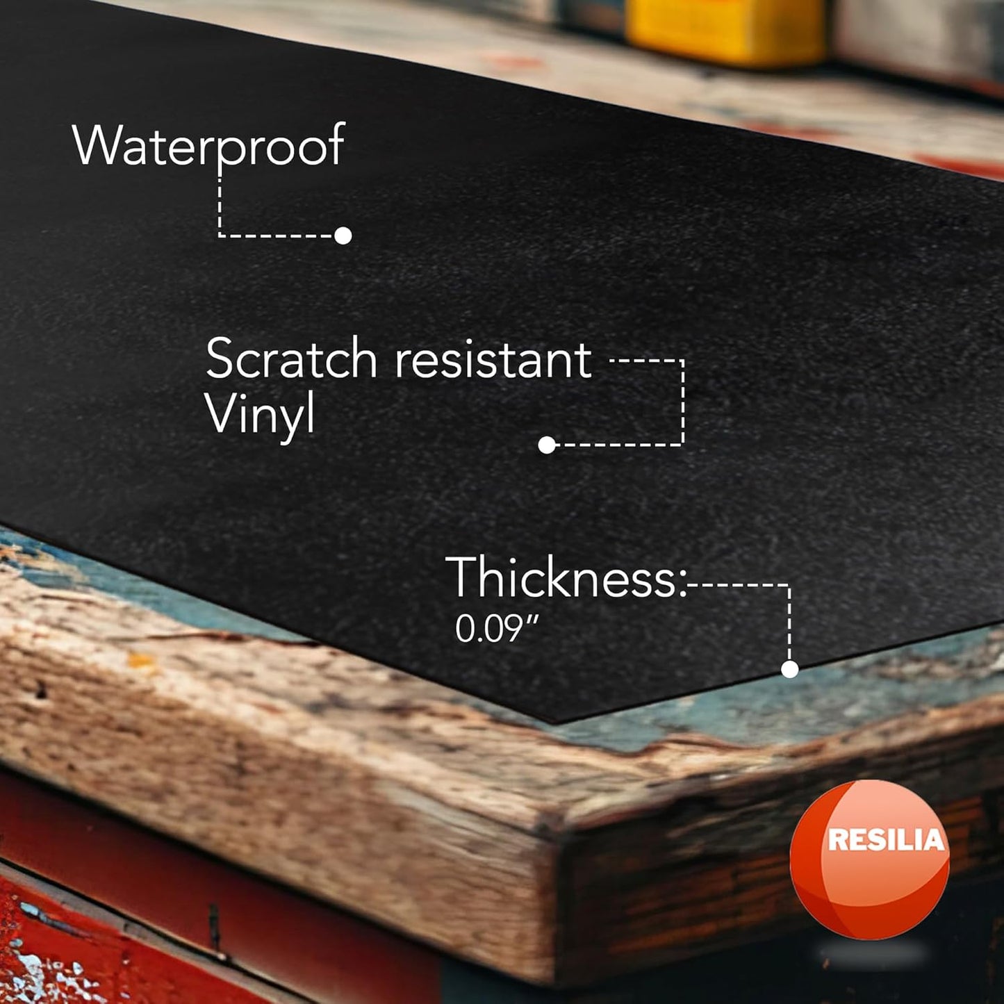 RESILIA Work Bench Mat - 22" X 96", Scratch-Resistant PVC Mats - Protect Your Workbench, Table, or Tool Station from Painting, Woodworking, Crafting, Building, & More, Black, Made in The USA