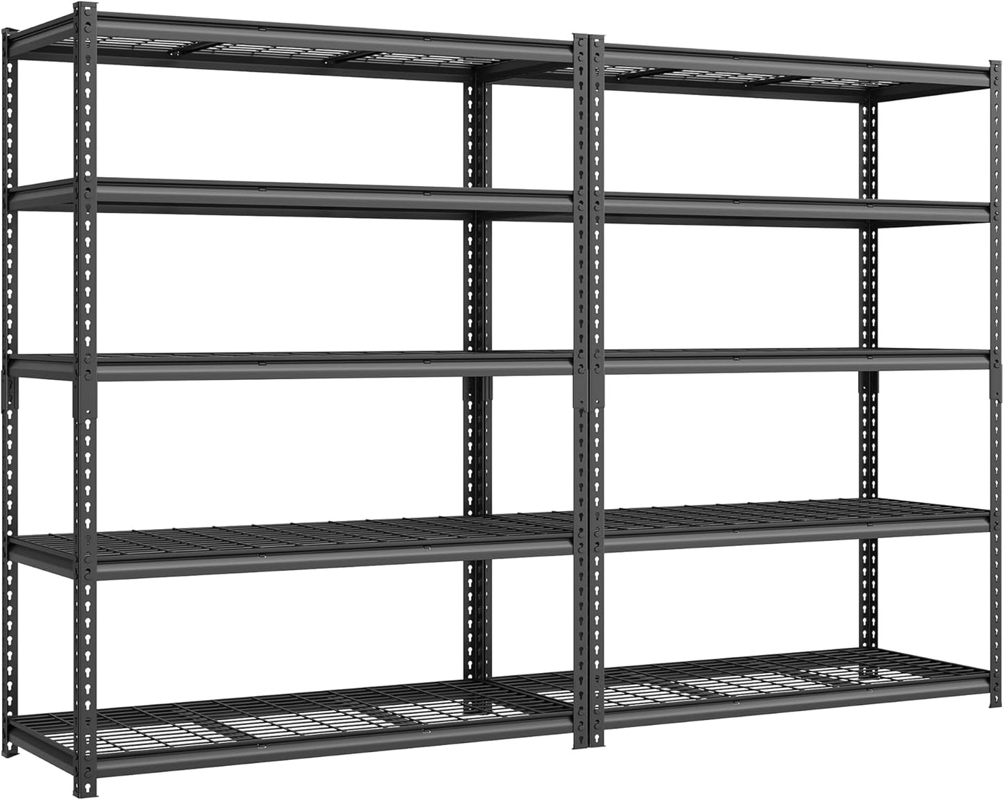 SONGMICS 5-Tier Storage Shelves Set of 2, Heavy-Duty Garage Shelving, Adjustable Shelving Unit, Steel Shelf, Boltless Assembly, for Garage, 2,200 lb Load, 24 x 96 x 72 Inches, Ink Black UGLR454B02