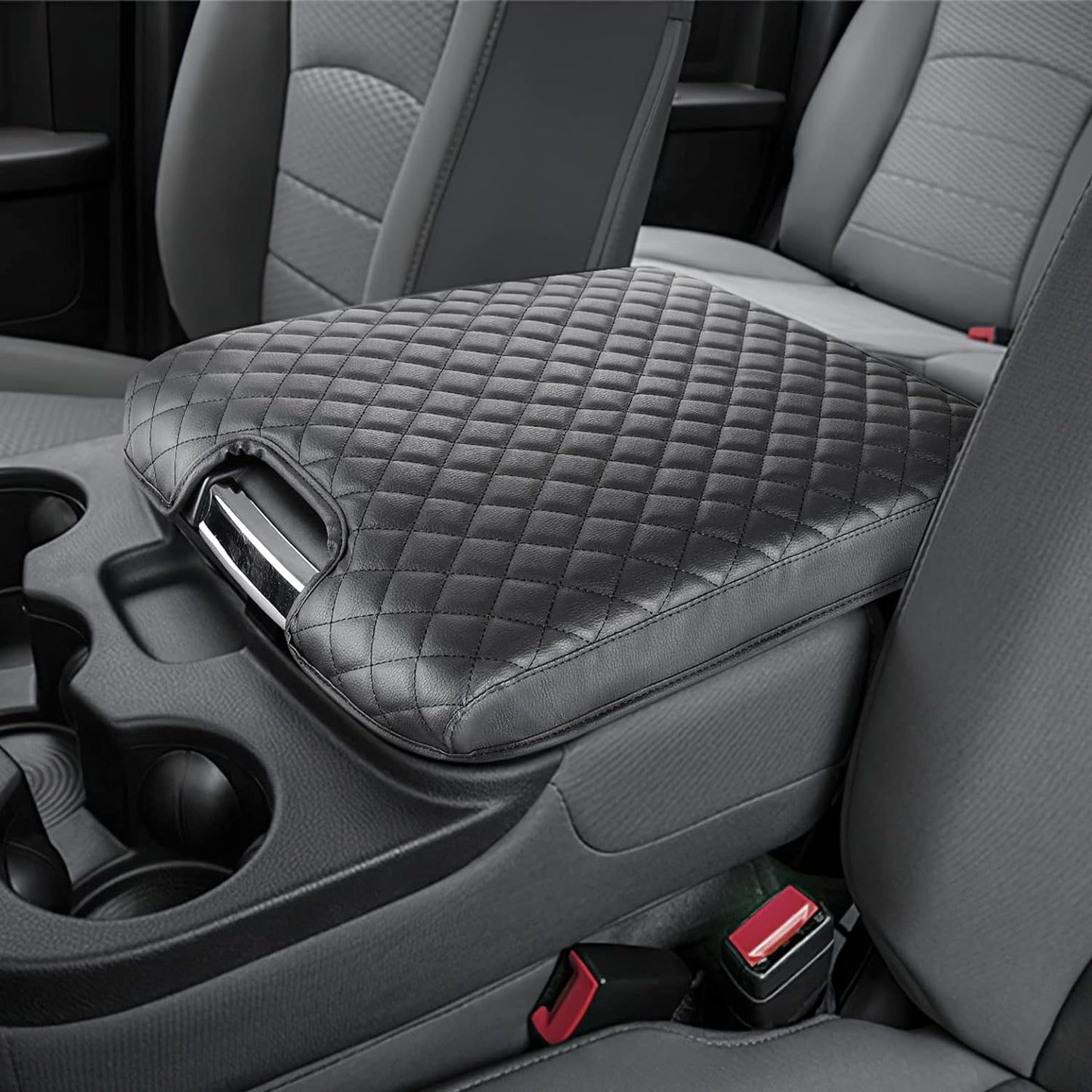 ISSYAUTO Center Console Cover Compatible with 2013-2018 Ram 1500 & 2013-2024 Ram 2500/3500/1500 Classic Model, Only for Jump Seat Console, Customized Armrest Cover Leather Arm Rest Covering for Car