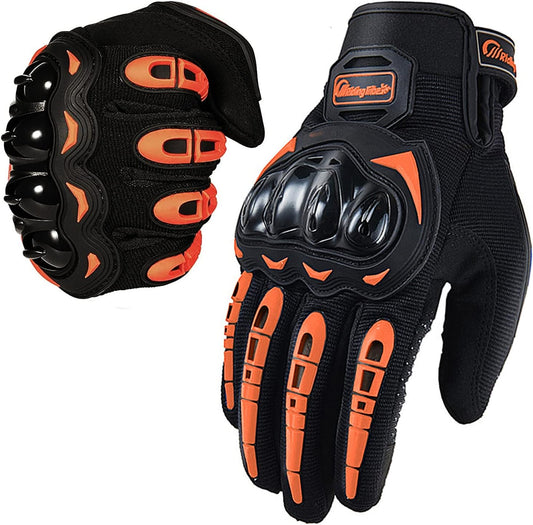 Motorcycle Gloves for Men and Women Full Finger Touchscreen Mountain Dirt Bike Gloves for Powersports BMX ATV MTB Driving Motocross Cycling Gloves(M, Orange)