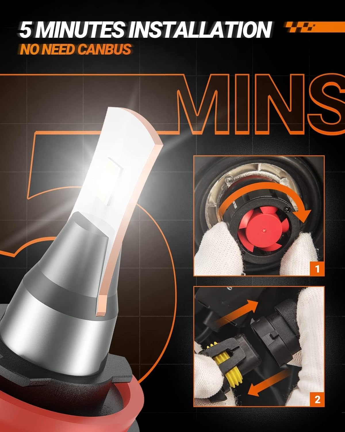 SEALIGHT 9005/HB3 Bulbs for Fog, 36000LM Super, L2 9005/HB3 Fog Light Driving Bulbs, 800% Brighter with 9005 Light Bulbs, 50000+ Hours Lifspan, 15000RPM Cooling Fan, IP68, Play and Plug, Pack of 2