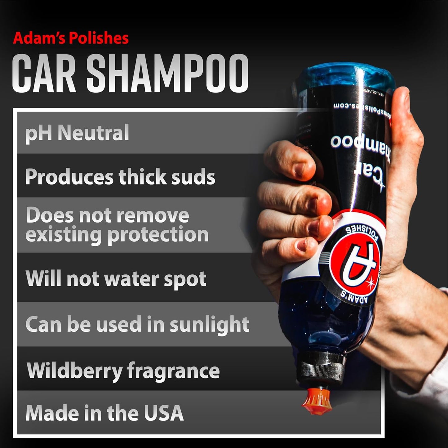 Adam's Car Shampoo (5 Gallon) - pH Best Biodegradable Car Wash Soap for Foam Cannon, Spray Gun or Bucket - High Foam, Scratch-Free Auto Detailing for Cars, Trucks, RVs & Motorcycles