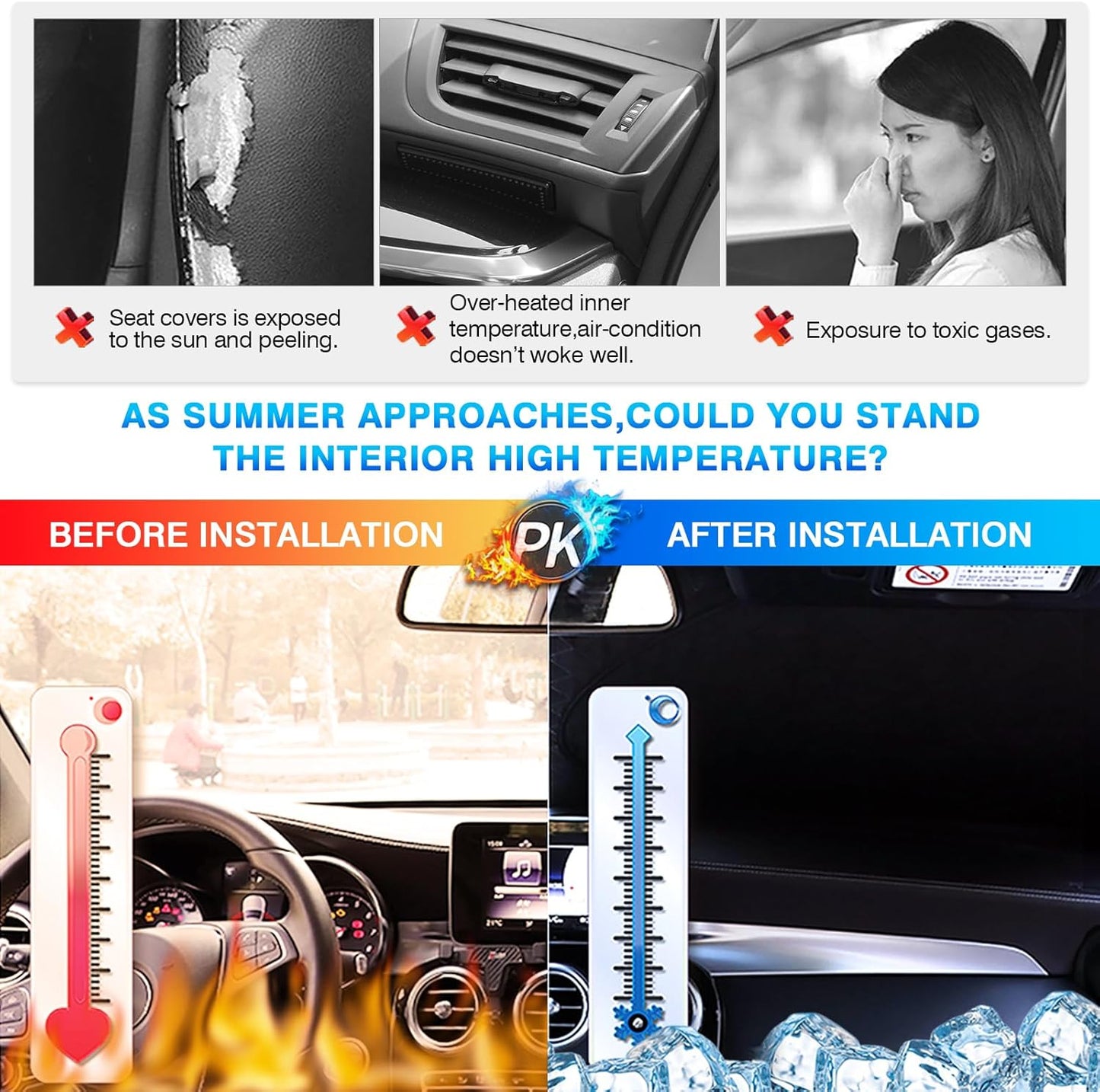 KUST Windshield Sun Shade for 2024 2025 2026 Ford Transit 350 Custom Fit Sunshade Window Sun Visor Protector Foldable Blocks UV Rays Keep Car Cooler