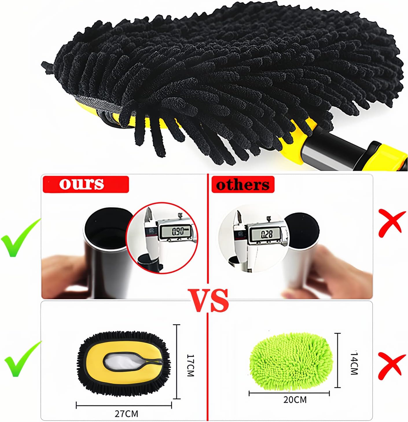Upgrade Car Wash Brush Mop with Long Handle,Microfiber Mitt Car Cleaning Supplies Kit Car Wash Kit Tools Accessories