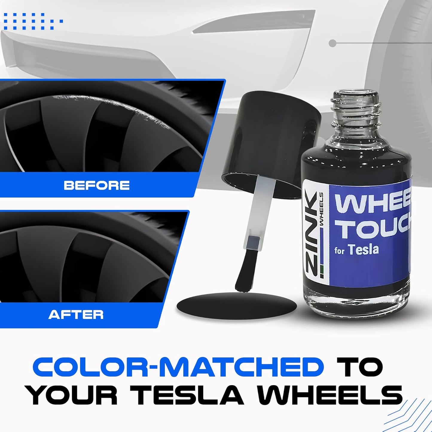 Premium Tesla Wheel Curb Rash Repair Kit for Model 3 20-inch Charcoal Grey Uberturbine Performance Rims - DIY Kit with Color-matched Touch Up Paint - Made in USA