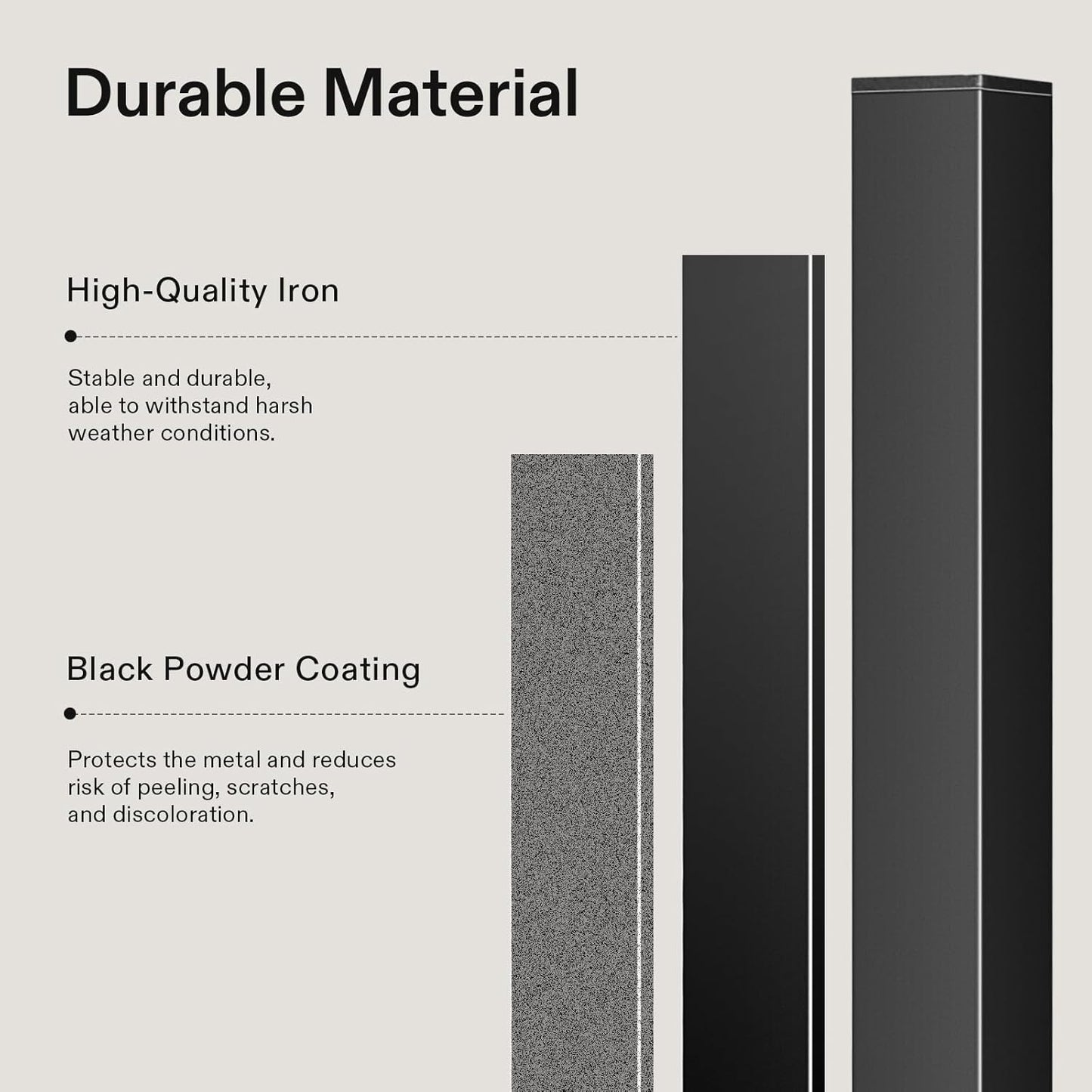 VIVOSUN 2-Pack Outdoor Handrail, 3 Step Stair Handrail, 40" x 36" Fits 1 to 3 Steps, Wrought Mattle Iron Handrail for Concrete Steps, Porch Steps, One-Step Assembly, 2 Packs, Black