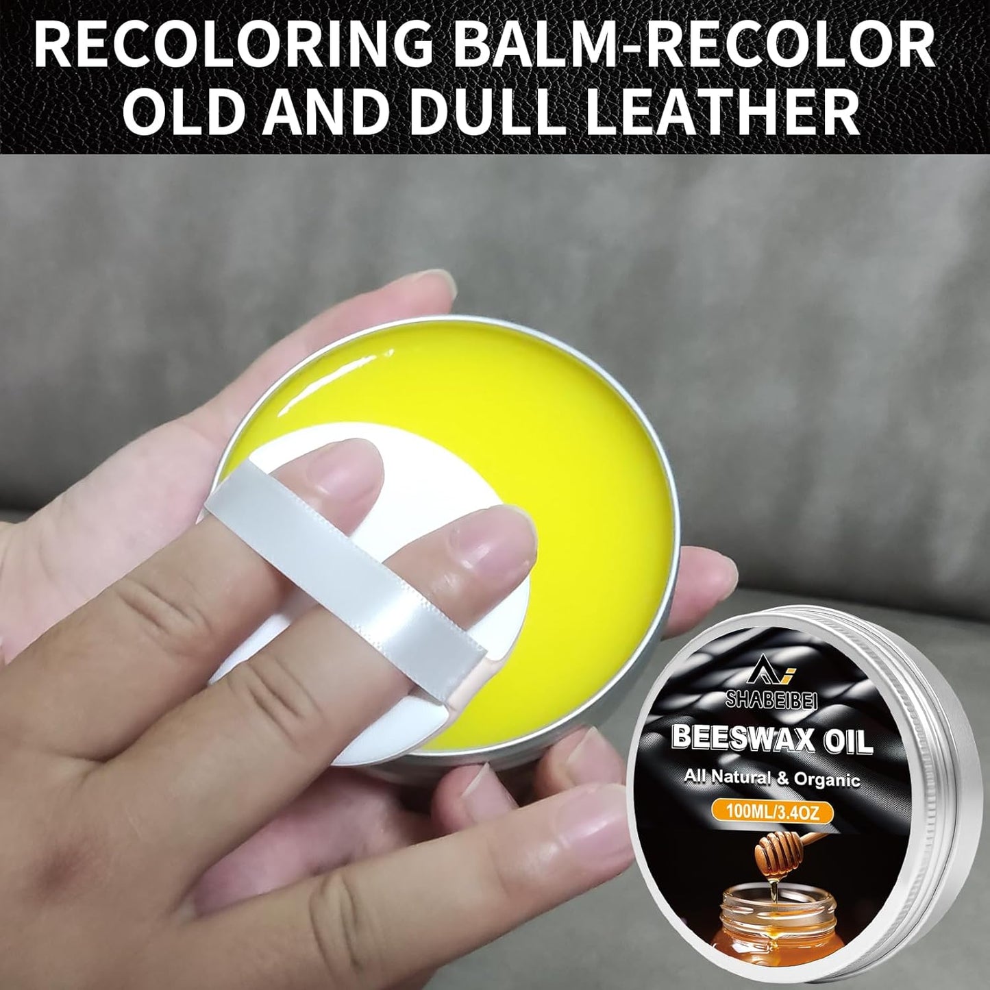 Leather Repair Kit Recoloring Balm Cleaner Conditioner Waterproof Beeswax Oil for Car Seat Furniture Couch Shoe Leather Vinyl(Medium Brown)