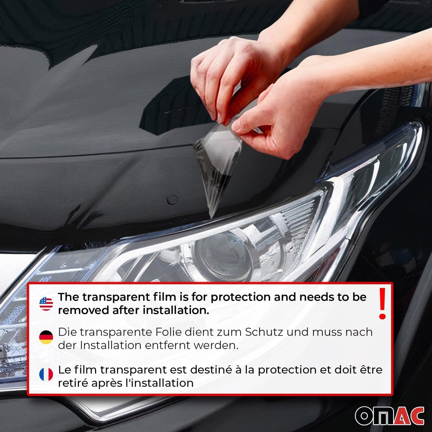 OMAC Front Bug Shield Hood Deflector Guard for Fiat 500L 2014-2020 Black Smoke
