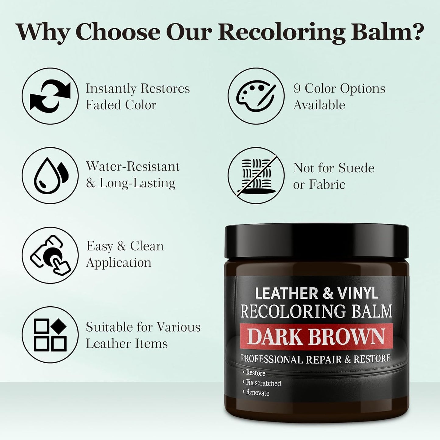 Leather Color Restorer, Leather Recoloring Balm, Scratch Remover, Leather Dye, Leather Paint with Leather Conditioner, Leather Repair Kit for Furniture Couches Car Seats Shoes, Dark Gray