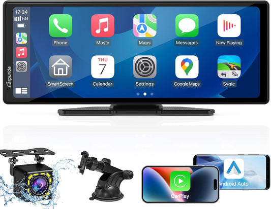 2025 CARPURIDE 9.3 Inch Carplay Screen for Car, Compatible with Wireless/Wired Apple CarPlay, Android Auto and Mirror Link - Bluetooth Audio, Navigation,Siri, FM, AUX, C92 with Backup Cam