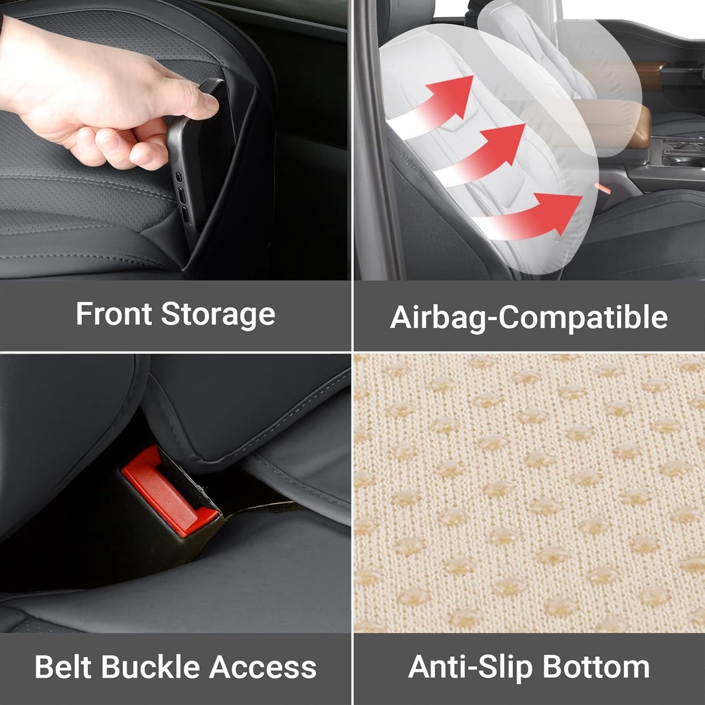 Coverland Custom Car Seat Covers Compatible with 2024-2025 Tacoma Xtra Cab, Double Cab - Premium Leather Non-Slip Waterproof Custom Interior Protector Full Set-Dark Gray [See Size Chart-Size X143]