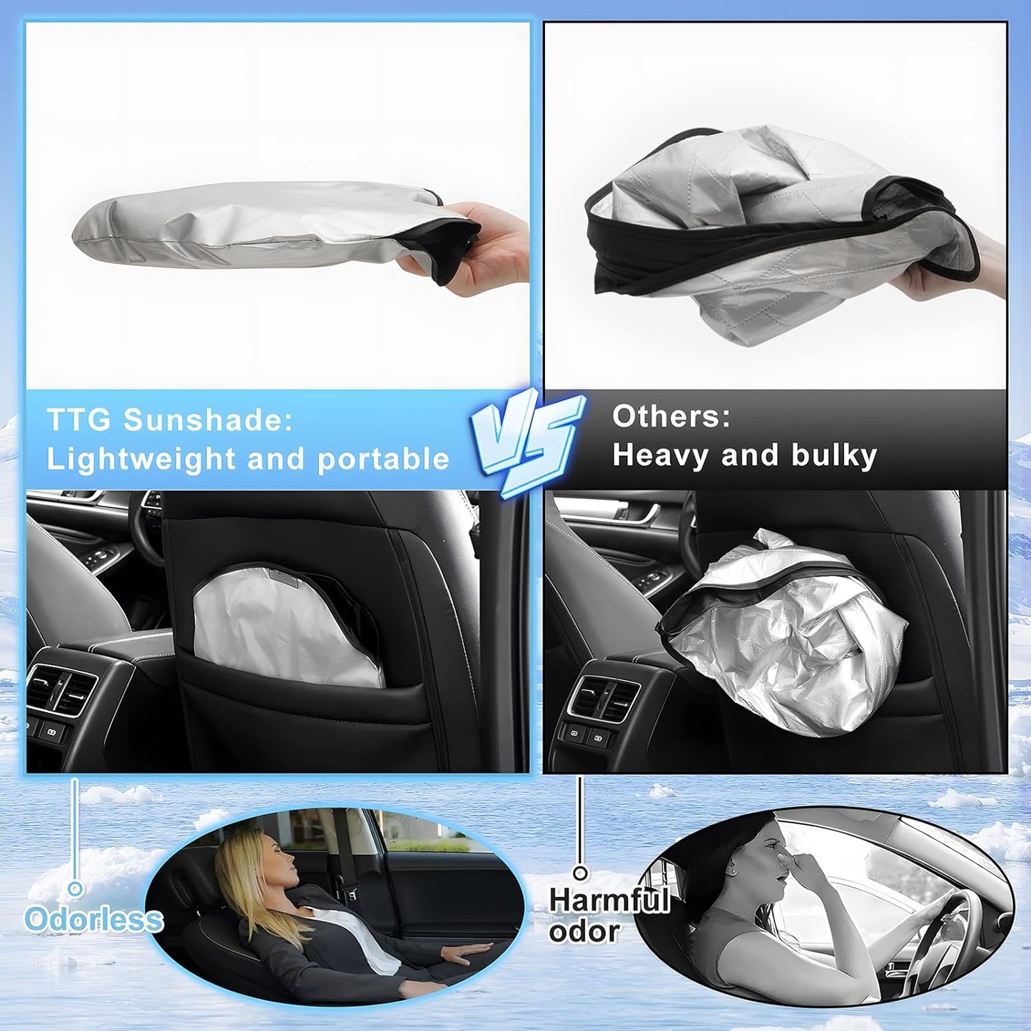 T TGBROS Windshield Sun Shade Custom Fit for 2018-2023 2024 2025 Honda Odyssey LX,EX,EX-L,Touring,Elite Minivan Accessories Foldable Sun Shield Reflective Polyester Sun Visor Cover Block Heat