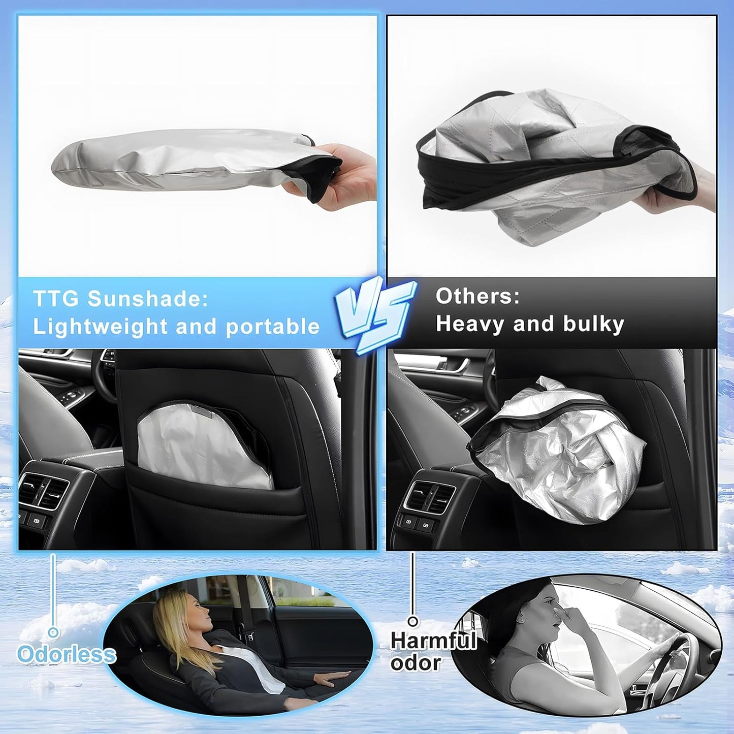 T TGBROS Windshield Sun Shade Custom Fit for 2021-2023 2024 2025 GMC Yukon, Yukon XL Accessories Foldable Sun Shield Reflective Polyester Sun Visor Cover Block Heat and Sun Protection